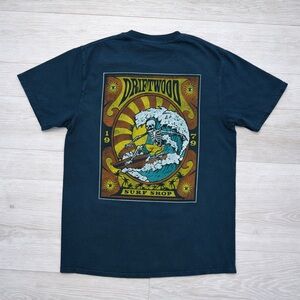 Driftwood Unisex Dark Teal Surf Graphic Tee - Size S/M